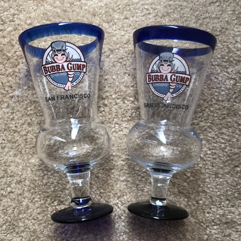 Bubba Gump Shrimp Co. Hurricane Glass. Pair from 2010 - Stemmed Large Glasses